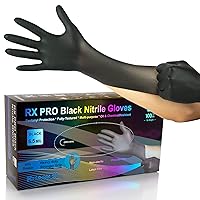 Heavy Duty Disposable Gloves Latex Free | 6.5 Mil Black Nitrile Gloves X-Large | 100 Count Powder Free Chemical Resistant Gloves | Food Grade, Food Safe, | Janitorial, Kitchen, & Mechanic Gloves