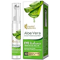 Aloe Vera, Green Tea & Cucumber Eye Radiance Under Eye Cream Massage Roller to Reduce Dark Circles, Puffiness and Fine Lines, 15ml - With Caffeine, Hyaluronic Acid, B3
