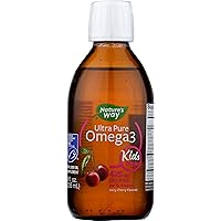 Nature’s Way Ultra Pure Omega-3 Kids DHA Liquid Fish Oil Supplement, Juicy Cherry Flavor, 8 Fl Oz