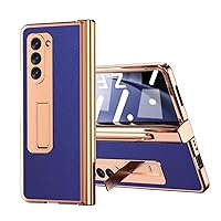 for Samsung Galaxy Z Fold 5 4 3 5G Case Kickstand,Full Hinge Protection with S Pen Holder & S Pen, Bracket Fold5 Heavy Duty Men Phone Cases Cover (Blue,Z Fold 3)
