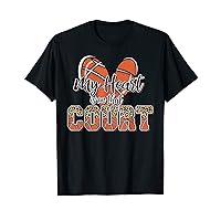 Leopard Basketball Mom My Heart is on That Court Basketball T-Shirt