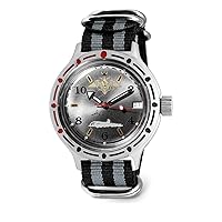 VOSTOK | Amphibian 420392 Submarine Automatic Self-Winding 40mm Diver Wrist Watch | WR 200m | Steel Dial Mechanical Watch | Luminous dots
