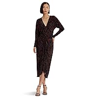 Women's Checked Paisley Twist-Front Jersey Dress, Red/Black/Multi