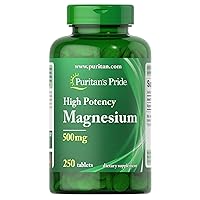 Puritan's Pride Magnesium 500 Mg-250 Tablets, 250 Count