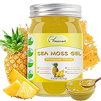 15OZ Sea Moss Gel Organic Raw Irish Seamoss Gel Wildcrafted Sea Moss Gel, Vegan Superfood Vitamins Mineral Support, Pineapple Flavor
