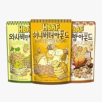 [Official Gilim HBAF] Korean Seasoned Almonds 3 Flavor Pack Mix (1 Honey Butter, 1 x 190g, 1 Garlic Bread, 1 x 210g, 1 Wasabi, 1 x 210g)