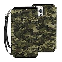 Geen Camouflage Wallet Cases for iPhone 12 Pro Max with Card Holder - Flip Leather Phone Wallet Case Cover with Card Slots and Wrist Strap, 6.7 Inch