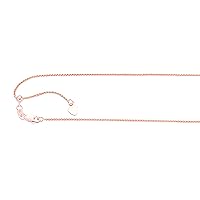 14k SOLID Yellow or White Rose/Pink Gold 1.00MM Adjustable Diamond-Cut Wheat Chain Necklace For Pendants And Charms (Adjustable Upto 22