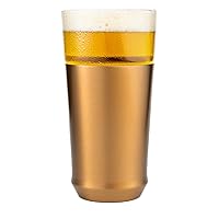 Elevated Craft Hybrid Pint Glass - Premium Vacuum Insulated Glass with Steel Base, Removable Insert, Ultimate Insulation for Beers and Cold Beverages - 16oz Beer Glass - Copper
