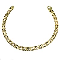 Jewelry Affairs 14k Yellow Gold Railroad Link Mens Bracelet, 8.5