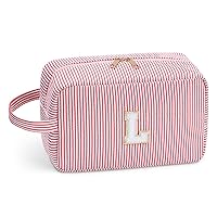 Etercycle Large Makeup Bag, Personalized Initial Cute Pink Makeup Case Bag Cosmetic Large Toiletry Make Up Bags With Zippered Inside Pocket L