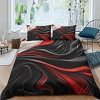 Black, White and Red Lines for Boys Girls Quilt Cover Duvet Cover Comforter Covers 3D Print with Pillow Cases Bedding Set with Zipper Closure Soft Microfiber 3 Pieces Full（203x228cm）