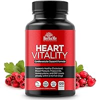 HerbaMe Heart Support and Blood Pressure Supplement, 120 Capsules, Promotes Cardiovascular Health, Healthy Cholesterol, Triglyceride, Homocysteine, CRP Levels | Natural Artery Cleanse and Protect