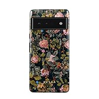 BURGA Phone Case Compatible with Google Pixel 6 PRO - Hybrid 2-Layer Hard Shell + Silicone Protective Case -Cherries Blossom Floral Print Vintage Flowers Peony - Scratch-Resistant Shockproof Cover