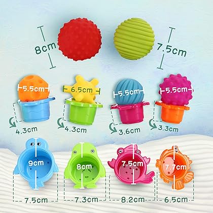 Lemostaar 6pc Sensory Balls for Baby - Textured Multi Ball Set for Babies & Toddlers, Squeezy Tactile Sensory Toys with Stacking Cup, Montessori Infant Baby Toys