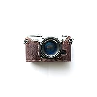 Handmade Genuine Real Leather Half Camera Case Bag Cover for Canon AE-1P (Handle) Dark Brown