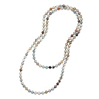 Aobei Pearl 8mm Round Natural Amazonite/Irregular Turquoise Long Beaded Necklace Wrap Bracelet Handmade Gemstone Jewelry for Women Men