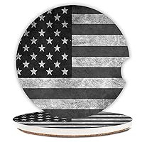 Black Grey American Flag Absorbent Cup Holders Car Coasters,Ceramic Stone Drinks Coaster Set for Women Man 2.56