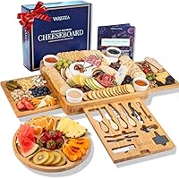 Charcuterie Boards Gift Set: Large Charcuterie Board, Bamboo Cheese Board - Unique for Mom 23 Entertaining Accessories, Wedding Gifts for Couple, House Warming Gifts New Home