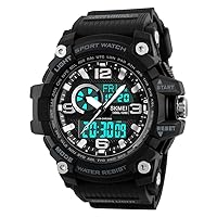 SKMEI Mens Digital Sports Watch 50M Waterproof Military Watches LED Screen Large Dial Stopwatch Alarm Clock Wrist Watch