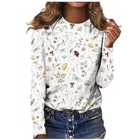FYUAHI Women's Fashion Casual LongSleeve Halloween Print Round Neck Pullover Top Blouse 2023 Fall Outfits