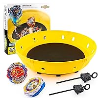 Bey Stadium Top Burst Set-Battle Game with 1Detachable Stadium, 2 Latest Style Battling Top Toys and 2 Launchers-Toy Gift for Boys Kids Ages 6 7 8 9 10 11 12 Years Old-Yellow