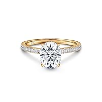 2.5 CT Oval Cut Engagement Ring Single Row Genuine Flawless Moissanite Diamond in 10K Solid White, Yellow OR Rose GOLD