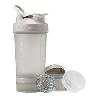 Shaker Bottle with Pill Organizer and Storage for Protein Powder, ProStak System, 22-Ounce, Smoke Grey