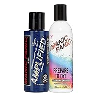 MANIC PANIC Voodoo Blue Hair Color Amplified Bundle with Prepare to Dye Clarifying Shampoo