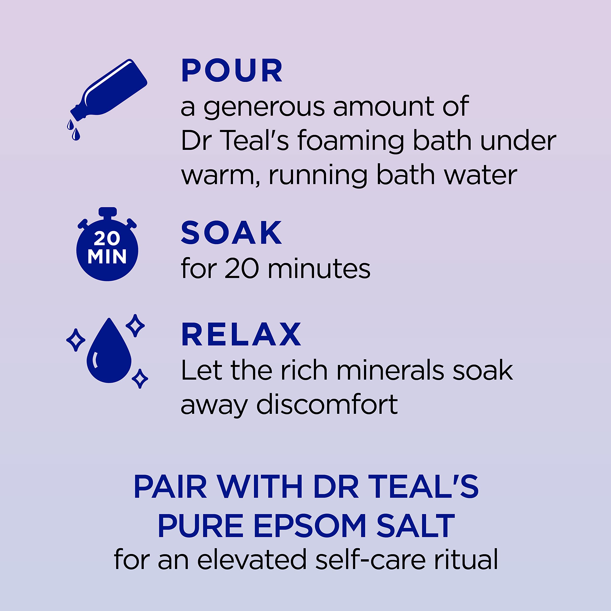 Dr Teal's Foaming Bath with Pure Epsom Salt, Melatonin Sleep Soak with Essential Oil Blend, 34 fl oz (Pack of 4) (Packaging May Vary)