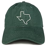 Trendy Apparel Shop Texas State Outline Embroidered Brushed Cotton Dad Hat Cap