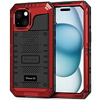 Beasyjoy for iPhone 15 Case Waterproof, Metal Heavy Duty Full Body Protective Case with Built-in Screen Protector, Military Grade Shockproof Dustproof Defender Rugged Cover for iPhone 15 6.1
