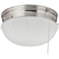 Westinghouse Lighting 6721000 Two-Light Flush-Mount Interior Ceiling Fixture with Pull Chain, Brushed Nickel Finish with Frosted Fluted Glass, Diameter: ‎8.75 Inches