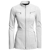 Women Fashion Leather Jacket White Rose, Xs - 4xl