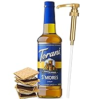 Torani Sugar Free Smores Syrup for Coffee with Little Squirt Syrup Pump, 750ml 25.4 Ounces