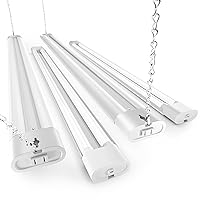 4 Pack Linkable LED Utility Shop Light, 4 FT 4400lm, 36W Equivalent 280W, 5000K Daylight, 48 Inch Integrated Fixture for Garage&Workbench, Surface or Hanging Mount, White, ETL Certified