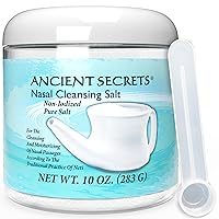 ANCIENT SECRETS Neti Pot Salt - Nasal Cleansing Salt, Non-Iodized Pure Salt for Use Nasal Cleansing Pot, 10 Oz (Pack of 1)