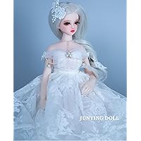 Junying Snow 1/5 Female Seamless Action Figures Full Silicone Material, Jydoll 60cm Flexible Female Figure Dolls for Cosplay/Photography/Arts (Wig Heavy Make-up)