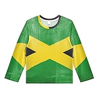 Patriot Boys' Rash Guard Shirts Jamaica Flag Vintage Grunge Swim Shirt 3-12T