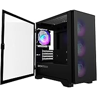 AIR 100 ARGB Micro-ATX Tower with Four ARGB Fans Pre Installed, Ultra-Minimalist Design, Fine Mesh Front Panel, High Airflow, Unique Side Swivel Tempered Glass, Black