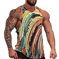 Vintage Rooster Art Men's Workout Tank Top Casual Sleeveless T-Shirt Tees Soft Gym Vest for Indoor Outdoor