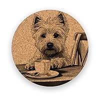 West Highland White Terrier, Coasters, Set of 6, Cork Coasters with Holder, Absorbent Coasters for Dog Lovers, Personalized Coasters - CA036