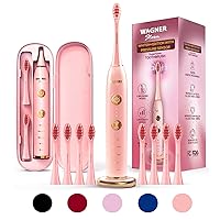 Wagner Stern WHITEN+ Edition. Whitening Electric Toothbrush with Pressure Sensor. Offers 5 Brushing Modes, 3 intensities, 8 Soft Brush Heads, and a Luxury Travel case.