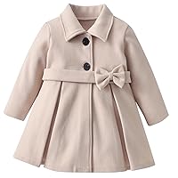 SEAUR - Baby Toddler Kids Girls Wool Coat Winter Peacoat Trench Jacket Solid Outerwear Double Breasted Long Sleeve Overcoat