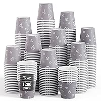 [1200 Pack] 2 oz Small Paper Cups, 2oz Disposable Bathroom Cups, Mouthwash Cups, Cold Disposable Drinking Cup for Party, Picnic, BBQ, Travel, and Event, Paper Sampling Cup, Assorted Grey Pattern