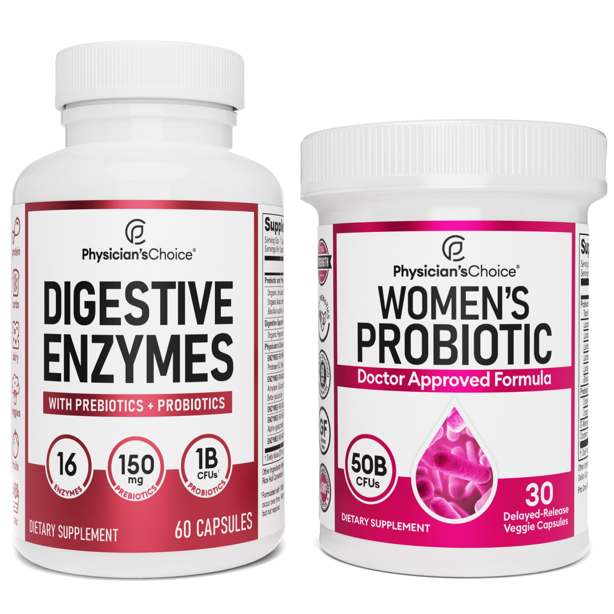 Physician's CHOICE Probiotics for Women & Digestive Enzymes Bundle