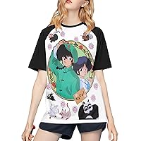 Anime Ranma ½ T Shirt Girl's Casual O-Neck Shirts Summer Baseball Short Sleeves Tee