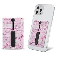 Cute Ribbon Breast Cancer Awareness Cell Phone Card Holder for Phone Case Stick On Card Wallet Sleeve Phone Pocket for Back of Phone