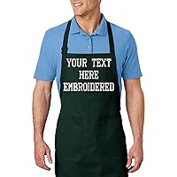 Custom Grill Aprons Chef Kitchen Add Your Text Personalized Embroidered Apron Cooking Baking Full-Length Unisex