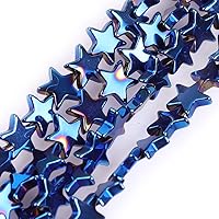 GEM-Inside Hematite Non-Magnetic Gemstone Loose Beads Star Blue Metallic Coated Crystal Energy Stone Power for Jewelry Making 15